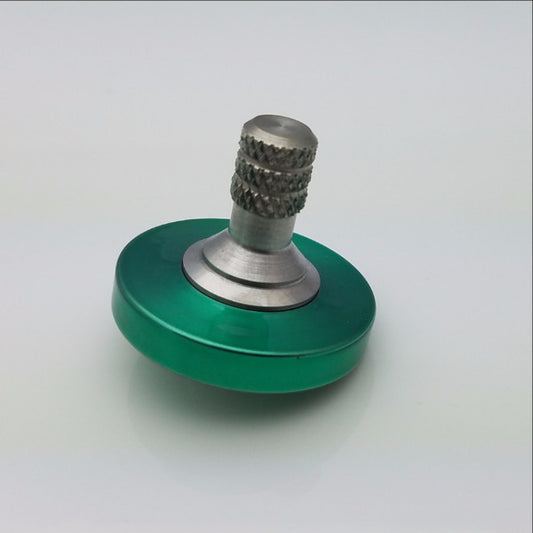 Translucent Green & Brushed Stainless Steel Precision Spinning Top - Kemner Design