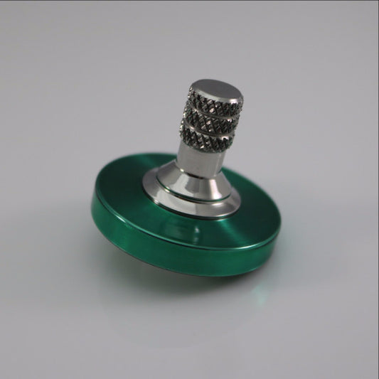 Translucent Green & Polish Stainless Steel Precision Spinning Top - Kemner Design