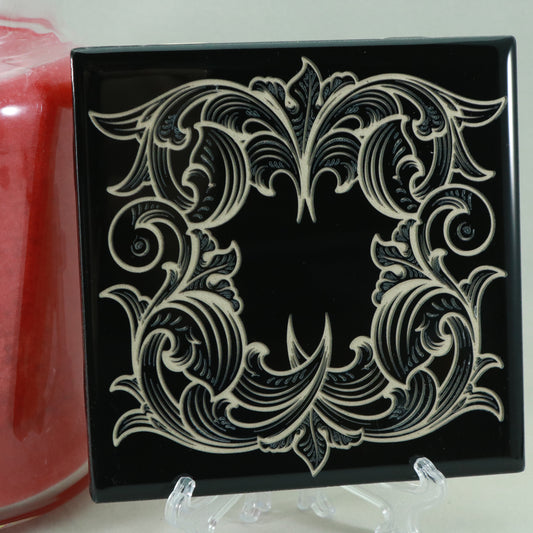 Laser Engraved Scrollwork - Black